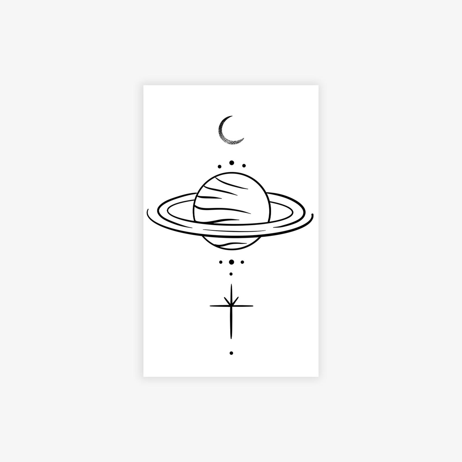

Tattoo Sticker Planet Long-Lasting Waterproof Non-Reflective Advanced Sense Niche Small Fresh Tattoo Sticker 6*10