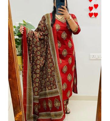 Indian Bollywood Cotton Top Tunic Kurta Pant Dupatta Set Women Designer Party Wear Salwar Suit