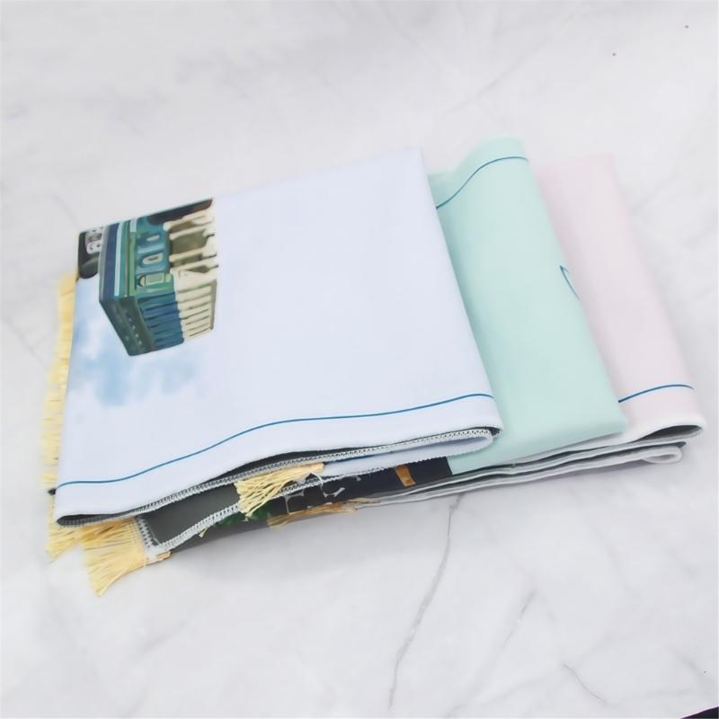 Cartoon Print Prayer Mat Worships Blanket Worship Floor Carpet Nonslip Soft Portable Travel Praying Rug Ramadans Gift