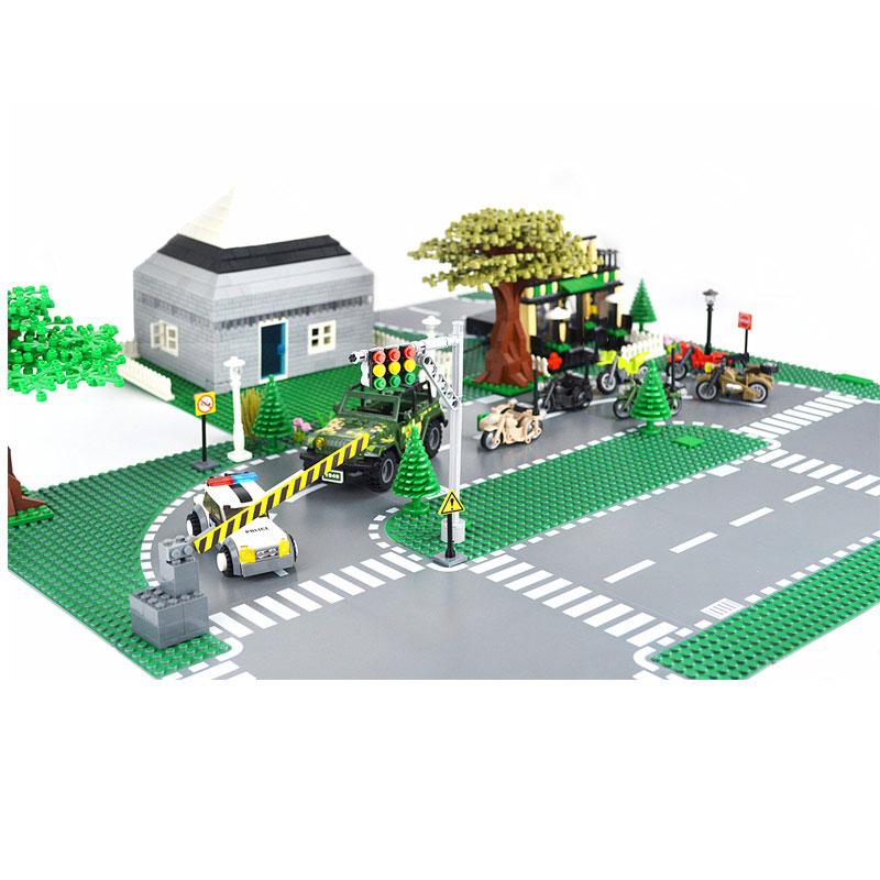 Baseplate City Street colorful River Sandy Beach Island Base Plate Seaside Building Blocks Compatible with small size Bricks