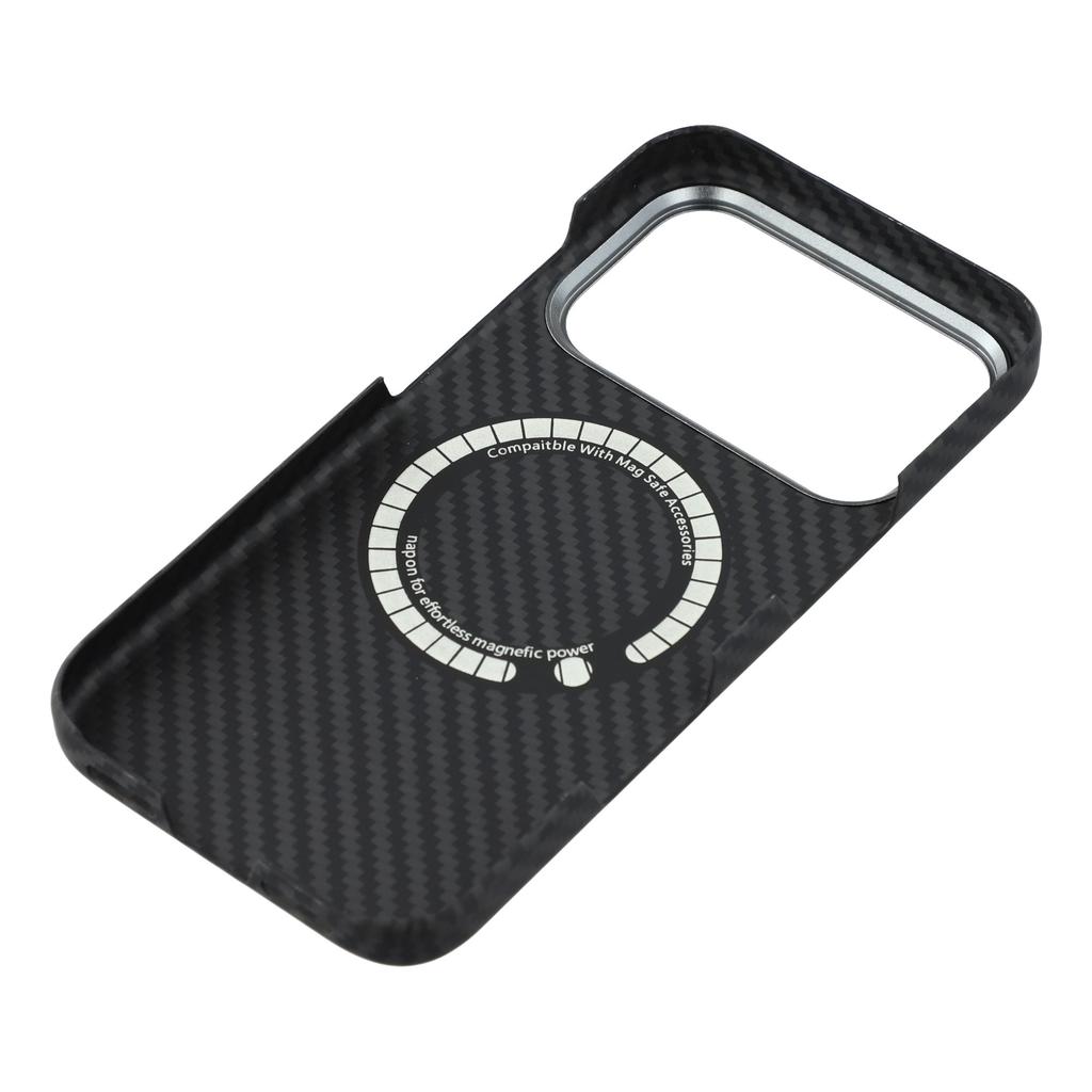 For iPhone 17 Pro Max Magnetic Case 1500D Coarse Texture Aramid Fiber Phone Cover with Metal Lens Frame