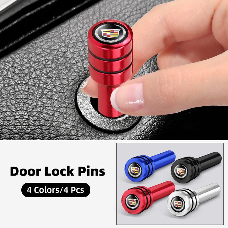 Car Security Door Lock Pins Inner Thread Car Truck Interior Door Lock Knob Pull Pins For Cadillac Logo CT4 CT5 XT5 XT6 XTS ATS-L