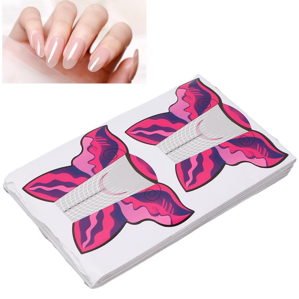 100 Stück Nagelform Verlängerungsaufkleber Selbstklebende Nagelspitzen Führungsaufkleber Maniküre Werkzeuge Rosarot