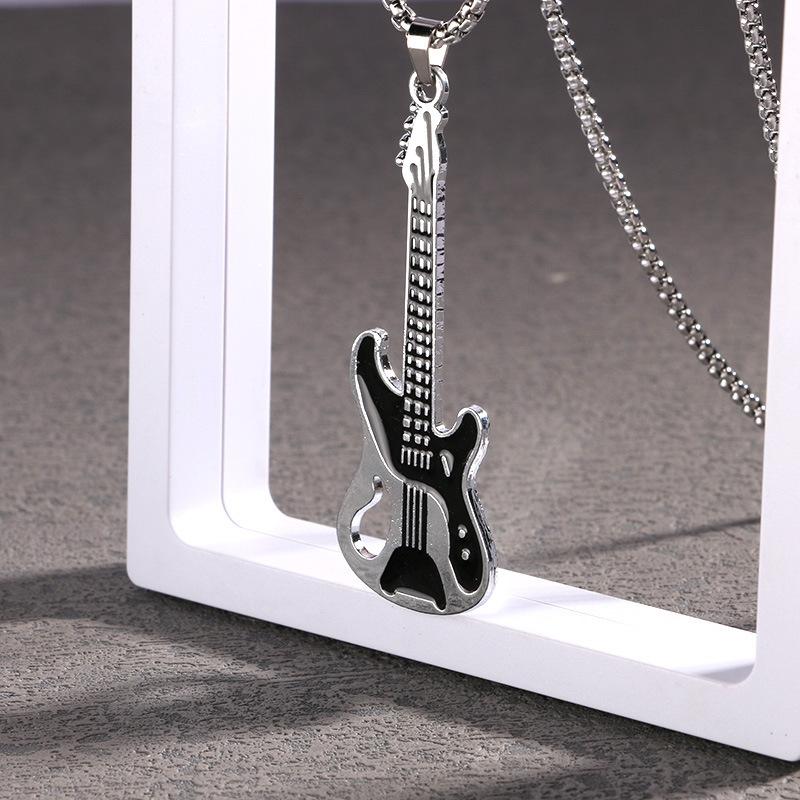 Korean version of rock personality hip hop male drip guitar necklace ins female trend musical instrument pendant jewelry accessories