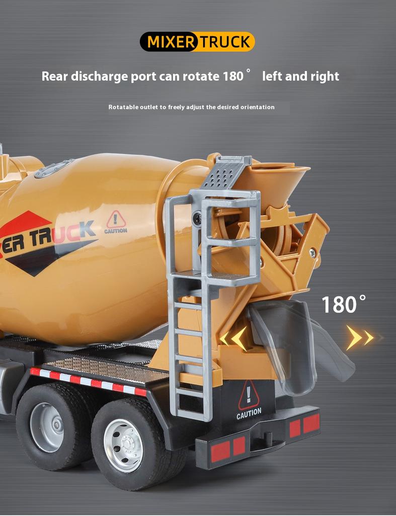 1/36 Large Alloy Mixer Truck Model with Sound and Lighting Engineering Truck Children's Toys, Durable and Suitable for Boys Gifts