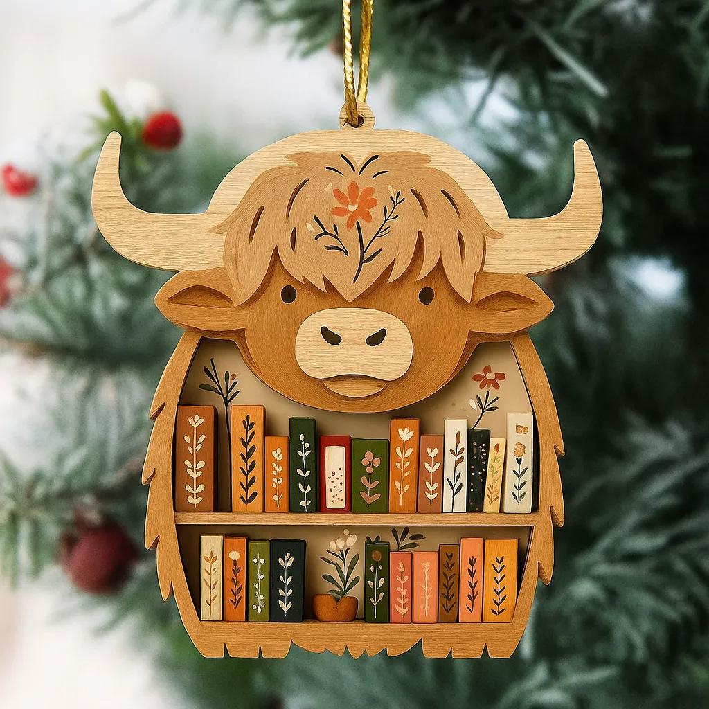 1 PC Animal Bookshelf Ornament Wooden Hanging Item, Holiday Gift