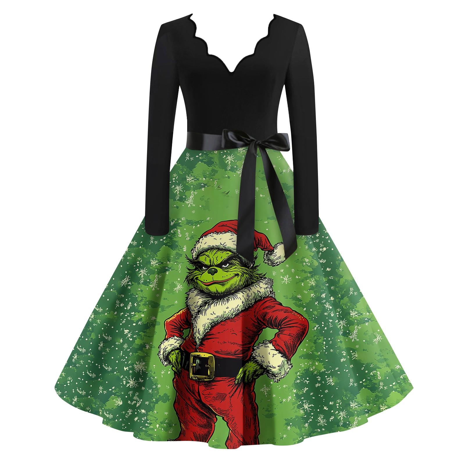 

Женское повседневное модное платье с длинным рукавом и принтом, вечернее повседневное платье с V-образным вырезом и вырезом XXL