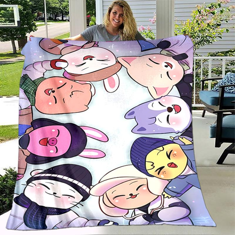 1pc Blanket Kpop Print Design, Lightweight Blanket for Sofa, Bed- Soft &Warm, Gift for All Seasons like Christmas, Halloween