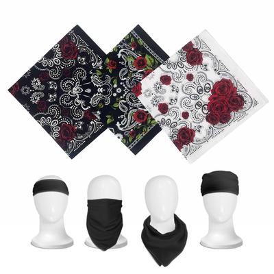 Bandana Foulard da Testa con Motivo Rosa da 21'' per Donna Uomo Turbante Quadrato Foulard da Testa Punk Fascia per Capelli