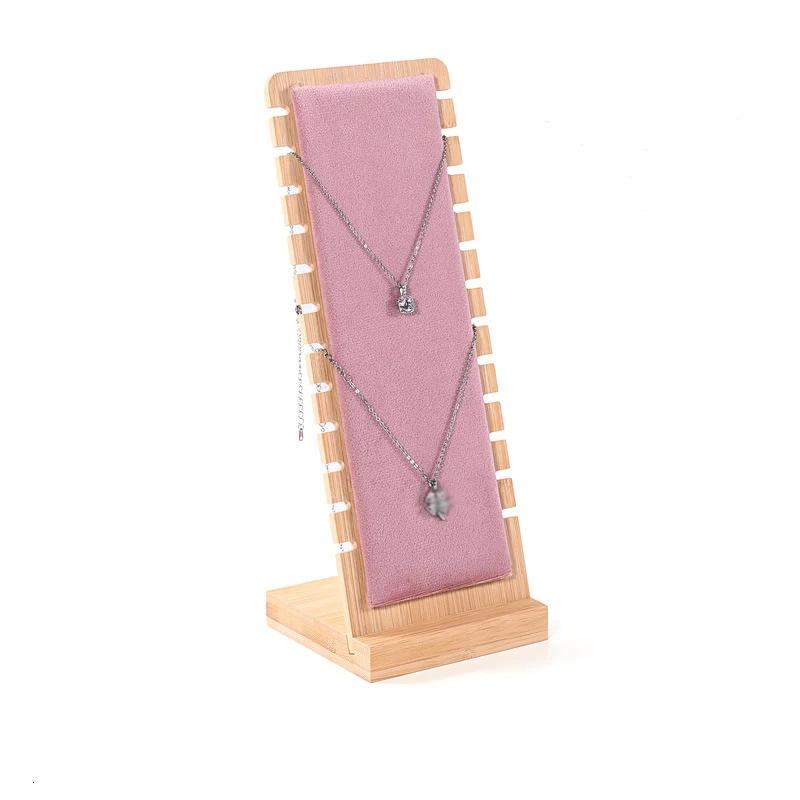 New Solid Bamboo Wood Jewelry Display Stand Necklace Showcase Holder Pendant Long Chain Handing Organizer Holder For Necklaces