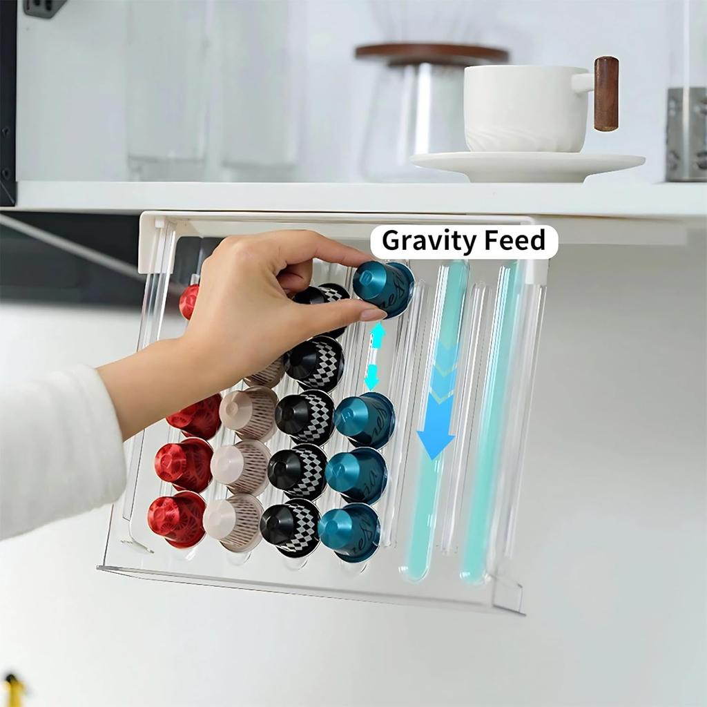 Kaffeekapsel-Aufbewahrungsschublade 30 Kapseln Organizer für Auszugsfach Passt in Küchenschublade Kunststoff Home Storage Halter