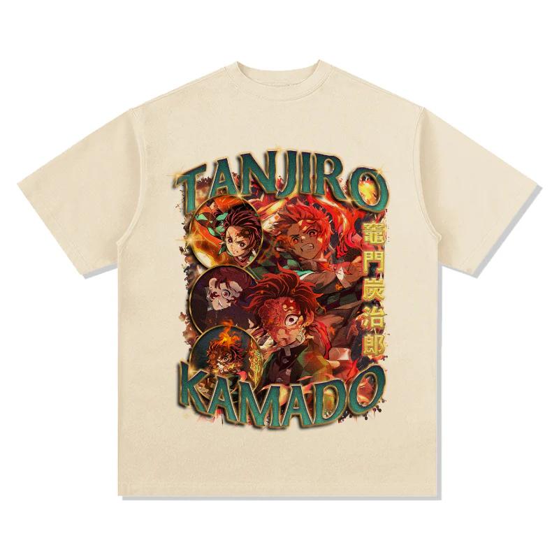 Demon Slayer Japanese Anime Pure Cotton Tshirt Summer Men and Women Anime Enthusiasts Fashion Casual Retro Short Sleeve Tshirt