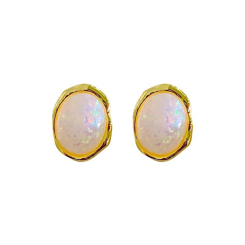 Exquisite Oval Opal Earrings for Women with Personality, Fashionable and High-end Design Earrings