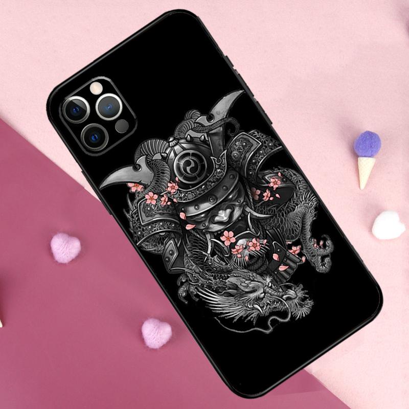 Samurai Oni Mask Phone Case For iPhone 17 Pro Max 17 Air 11 14 15 16 Pro Max Plus 12 13 Mini 16e Back Cover