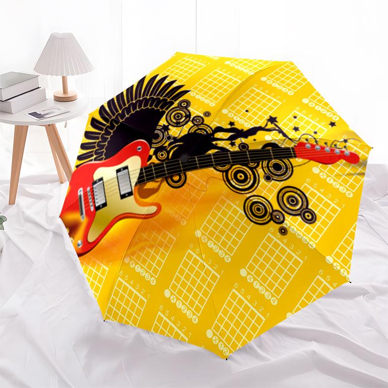 Electric Guitar umbrella, Portable 3 Fold Compact Umbrella for Men & Women,S136