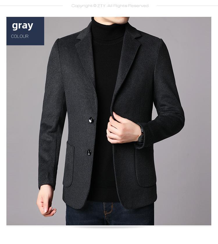 Men's Double-Breasted Cashmere Wool Overcoat & Casual Suit Set for Fall/Winter