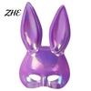 Black Bunny Mask for Theme Parties Halloween Mask, Cosplay Rabbit Face with Long Cute Lolita Style Ears, Lightweight Plastic Cushion Masquerade Party