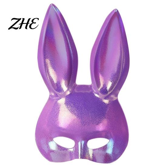 Black Bunny Mask for Theme Parties Halloween Mask, Cosplay Rabbit Face with Long Cute Lolita Style Ears, Lightweight Plastic Cushion Masquerade Party