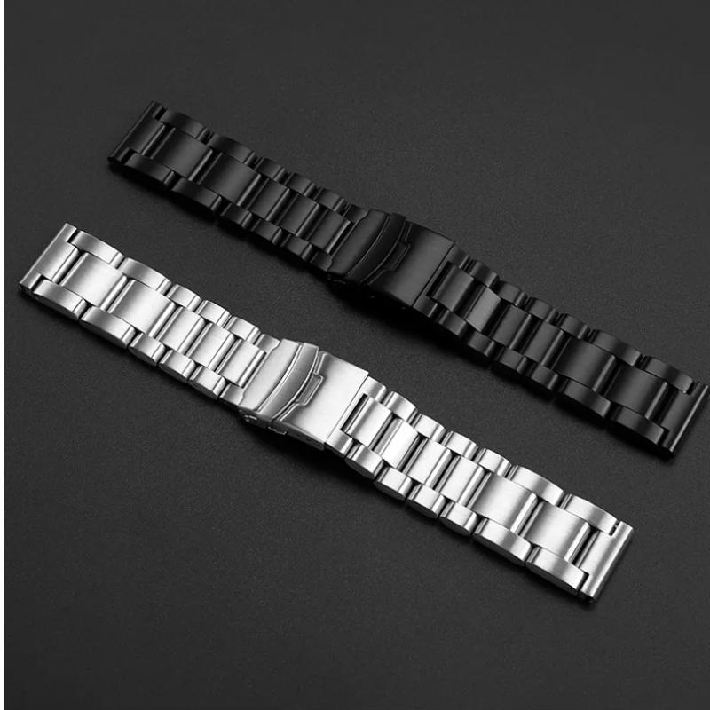 Cinturino Piatto in Acciaio Inossidabile 24 26mm Metallo Solido per Orologio Uomo Panerai PAM441 PAM111 Catena Cinturino Argento nero Accessori Uomo