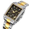 Skmei Square Watch Men Stylish Silver Stainless Steel Wristwatch Gentleman Waterproof Analog Business Casual Chronograph Male Luxury Gift Black Wach