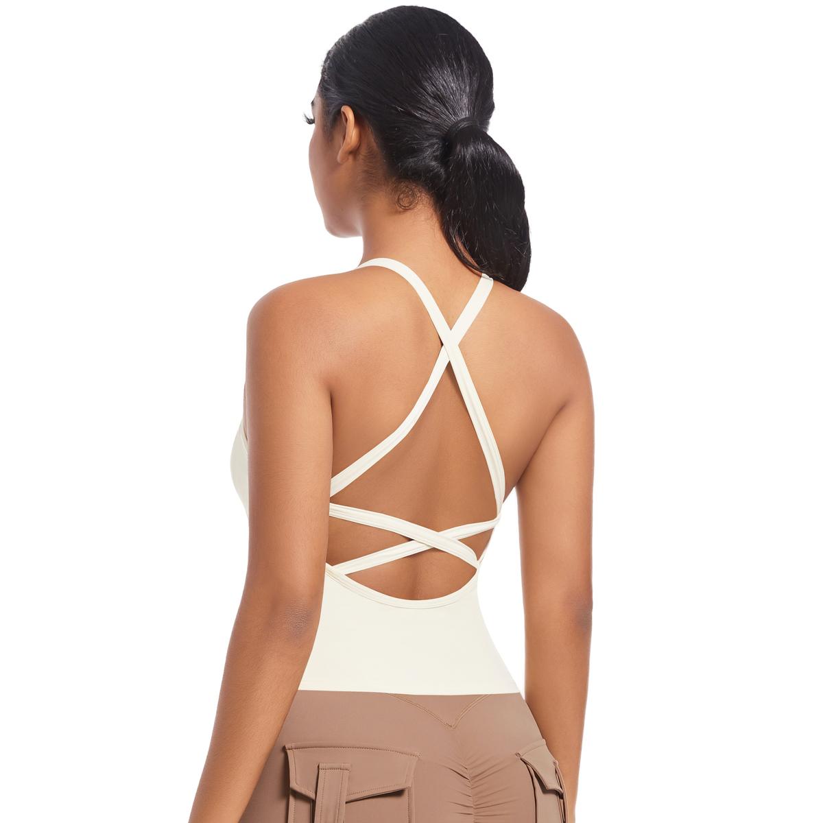 

Nessaj Женский Спортивный Бюстгальтер с Перекрестным Вырезом Пуш-Ап Бег Тренировка Майка Фитнес Тренажерный Зал Дышащий Топ L