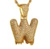 Fashion Women Zircon Bubble Letter Custom Name Necklace Brass Jewelry 14k Gold Plated Bubble Letter Pendent Charms