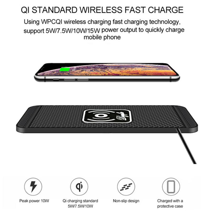 15W Car Fast Wireless Charger Silicone Pad Cradle Stand Dock for Samsung S20 S10 iPhone 13 12 11 Pro Xs Max Wireless Charging Stand