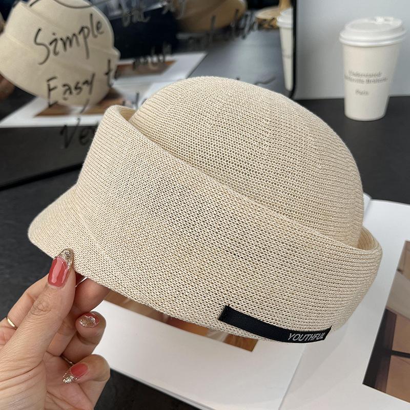 New Solid Color Knitted Cap Cap Women's Summer Outdoor Travel Sunscreen Visor Light Breathable Short Brim Equestrian Hat