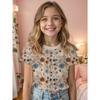 Girls Floral Print Short Sleeve Round Neck T-Shirt for Summer Casual Wear