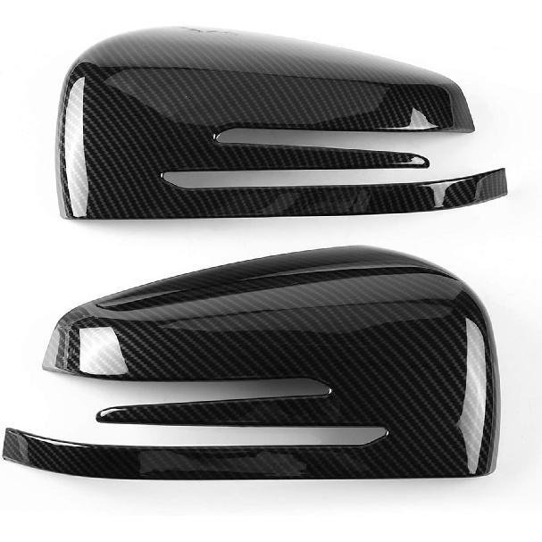

Rearview Mirror Cover, 1 Pair Black ABS Plastic Left and Right Side Carbon Fiber Side Rear View Mirror Protective Cover Trim Replacement Fit for A B