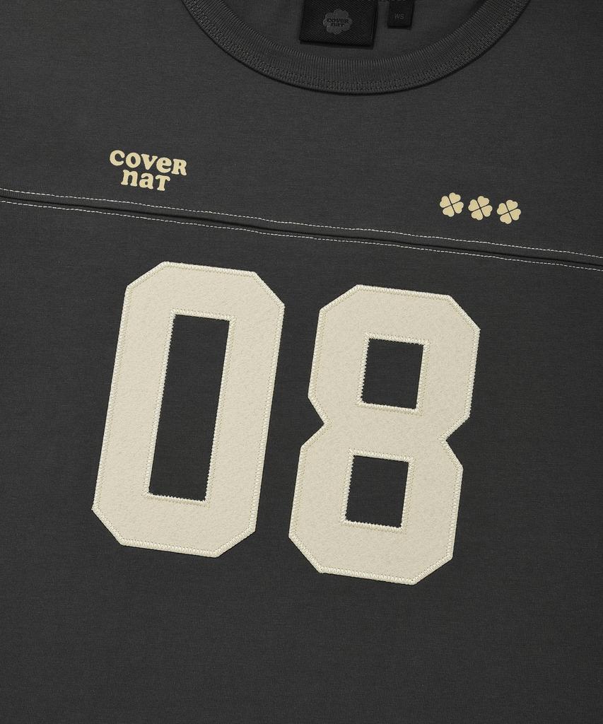 COVERNAT WOMAN Number Logo T-Shirt Charcoal