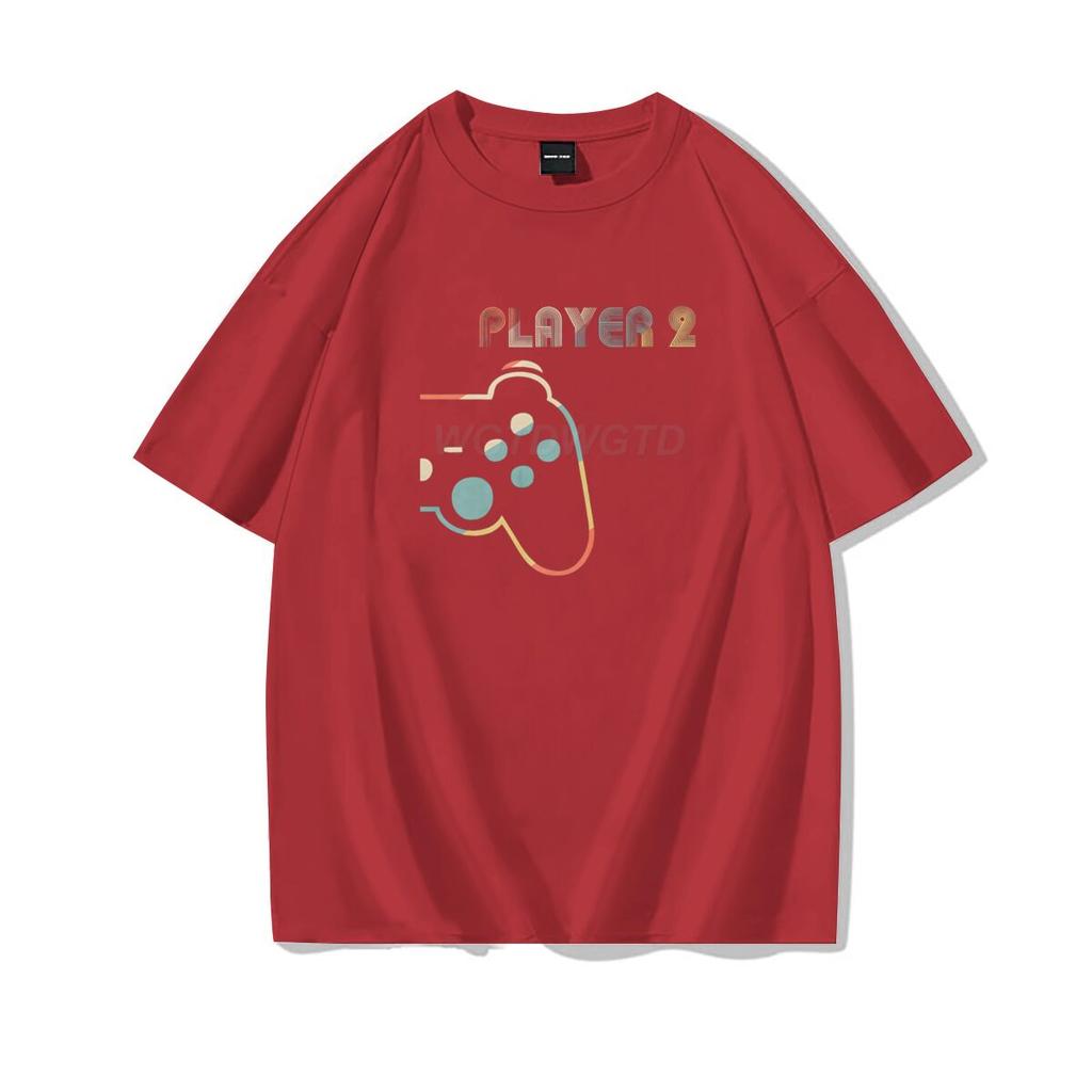 Matching Video Gamers Couple Player 1 Player 2 Tshirt Valentines Day Gifts Funny Matching Couples Short Sleeves Casual Tops