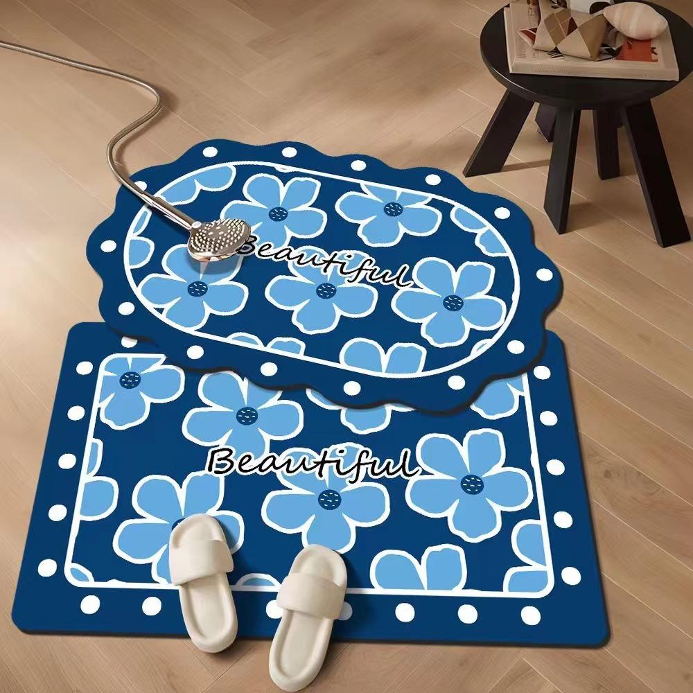 

Коврик для ног в стиле сада с диатомовой грязью, впитывающий нескользящий коврик для ног, небольшой свежий коврик для туалетной двери, грязный, быстросохнущий коврик для двери 30 * 50 (Diatom Mud)