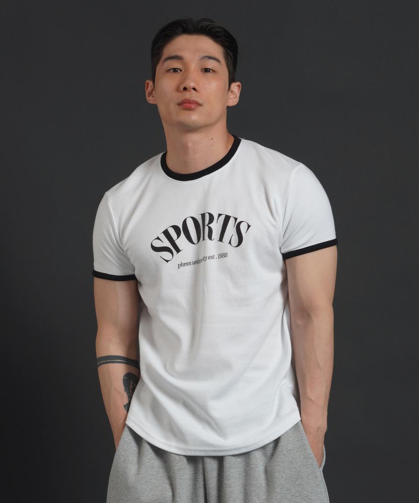 PHERMENON Muscle Fit Ringer Short Sleeve T-Shirt - White