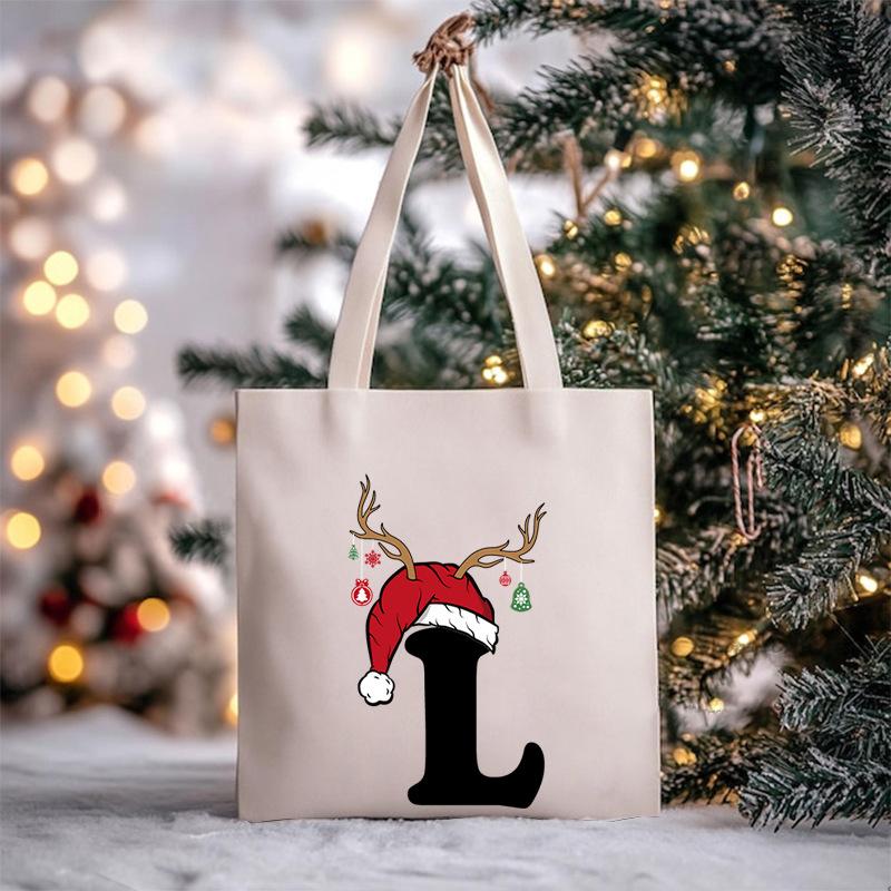 Christmas Letter Print Messenger Bag Student Casual Canvas Bag New