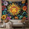 Large Polyester Sunflower Tapestry Wall Hanging Patterns, Boho Chic Nature Design for Bedroom Decor, Indoor Fabric Artwork