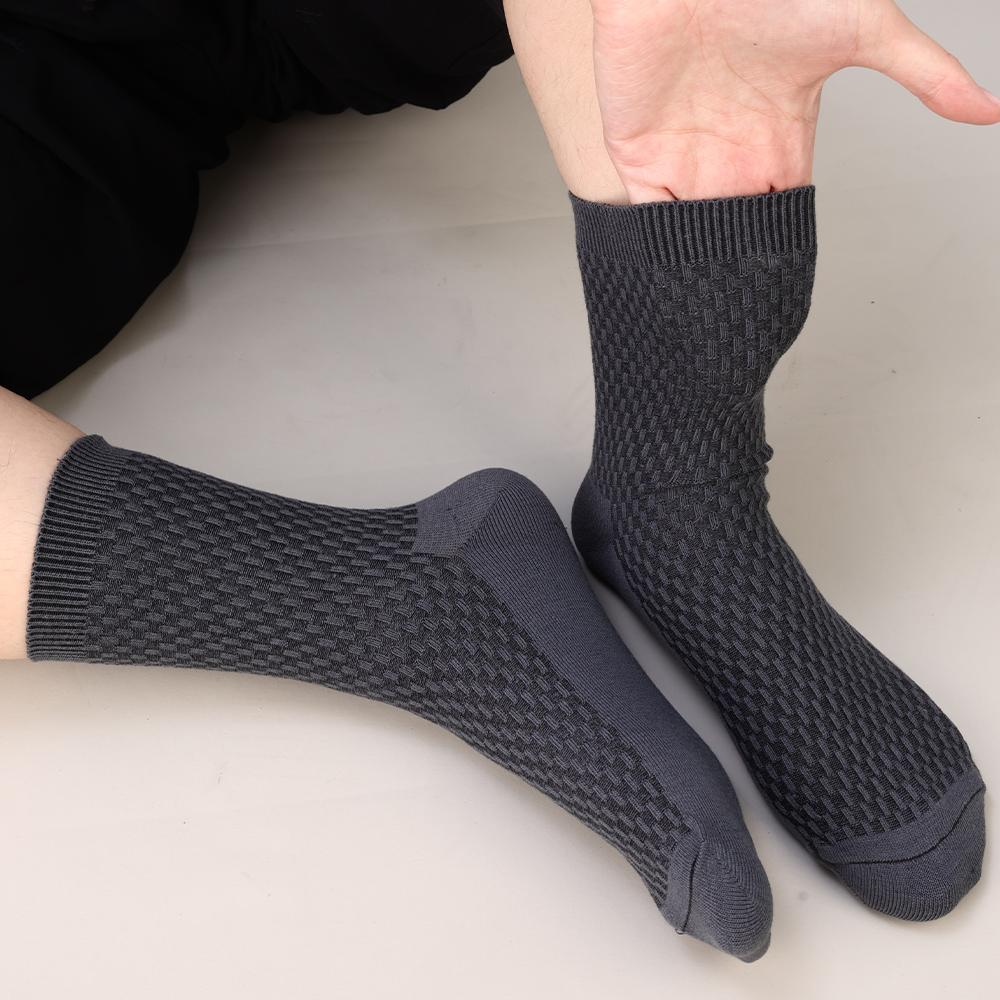 Bamboo Fiber Men Socks High Quality Breatheable New Compression Solid Color Casual Business Anti-Bacterial Mid-tube Stockings