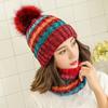 Hat Ladies Winter Trendy Autumn Winter Cute Versatile Knitted Mask Scarf Fleece Cycling Ear Protector Wool Cap