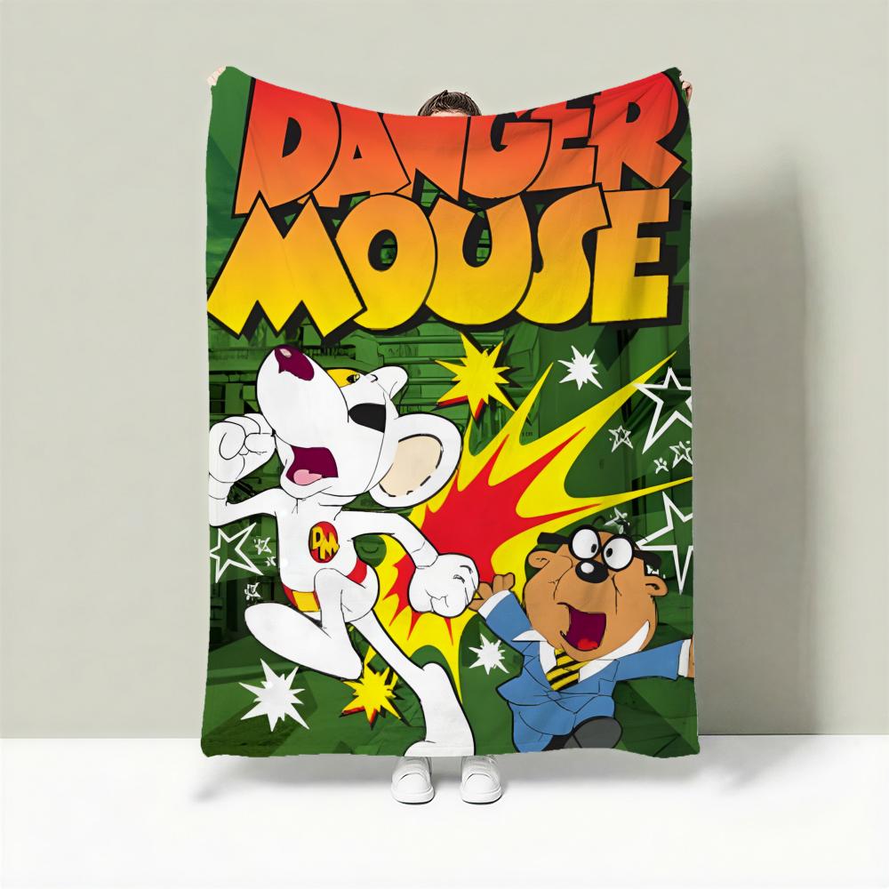 Cartoon D-Danger Mouse Throw Lightweight 240g Flannel Blanket Soft Skin-friendly for Summer Cooling 75cmx90cm
