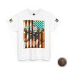 Patriotic Distressed USA Flag Skull & Crossbones T Shirt - Sunrise