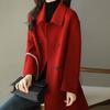 Damen-Mantel, einfarbig, mittellanger Reverskragen mit Knöpfen, locker sitzend, warm, Polyester, Winter, warm, Damen-Zweireiher-Mantel für Damen