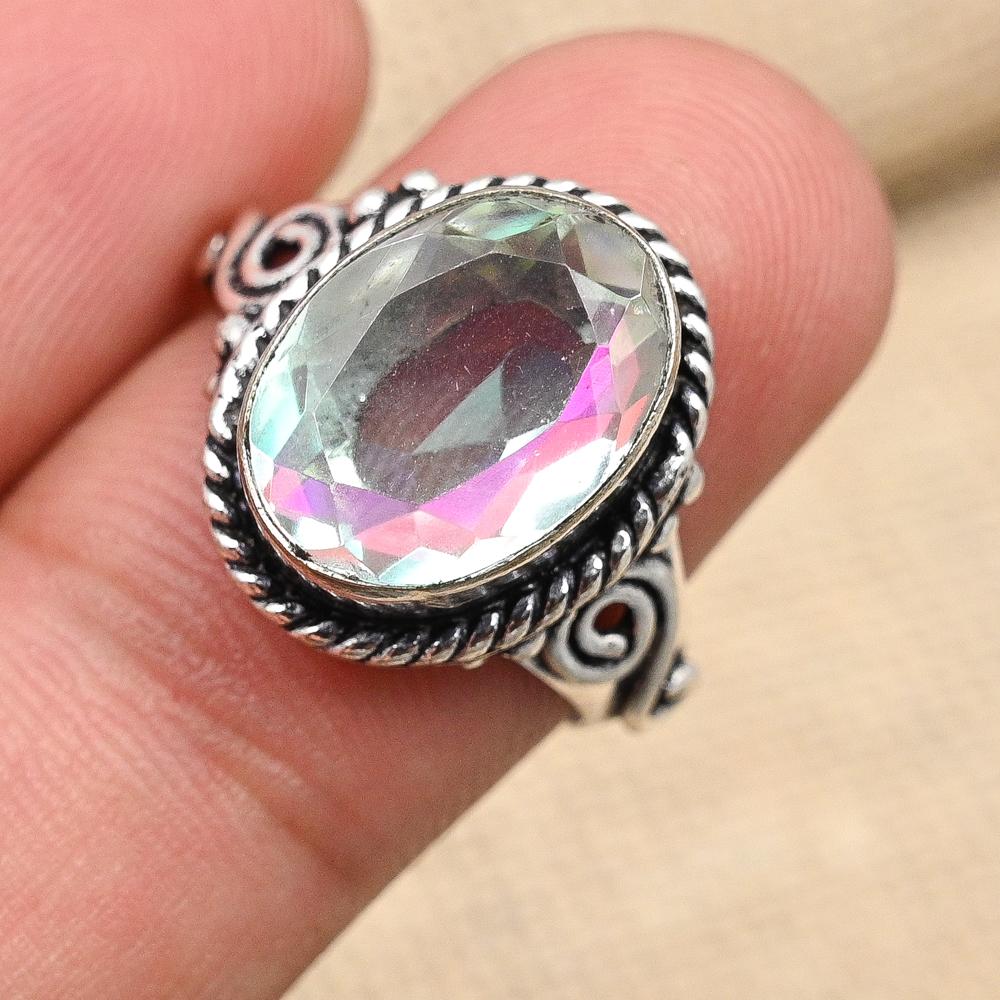 Rainbow Mystic Topaz Gemstone Handmade 925 Sterling Silver Jewelry Handmade Ring For Women