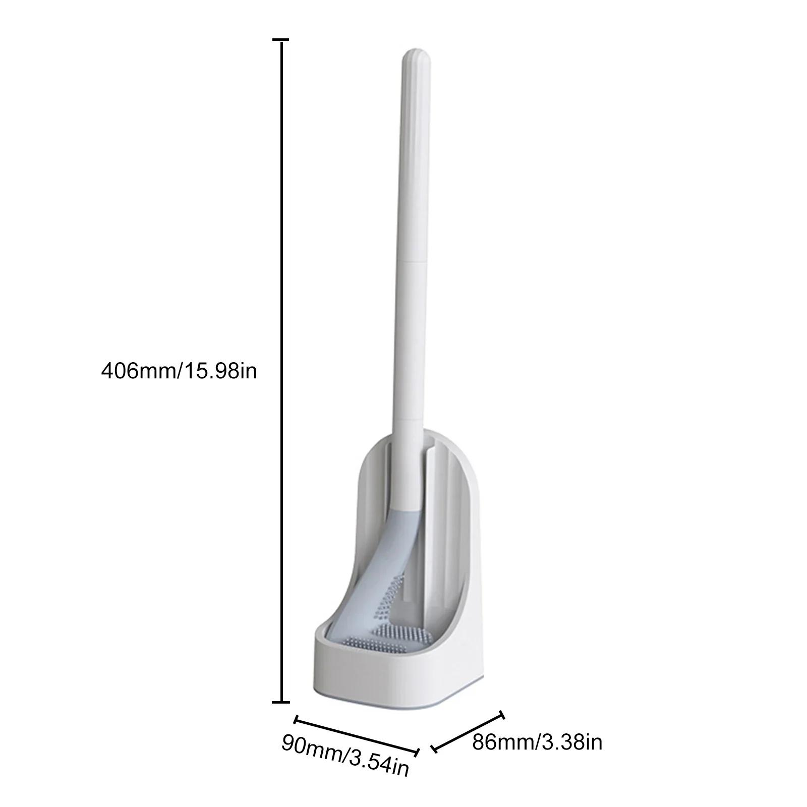 Modern Toilet Cleaning Brush&Holder Set Long Handle Silicone Toilet Brush Quick Drying Punchless Bathroom Accessories