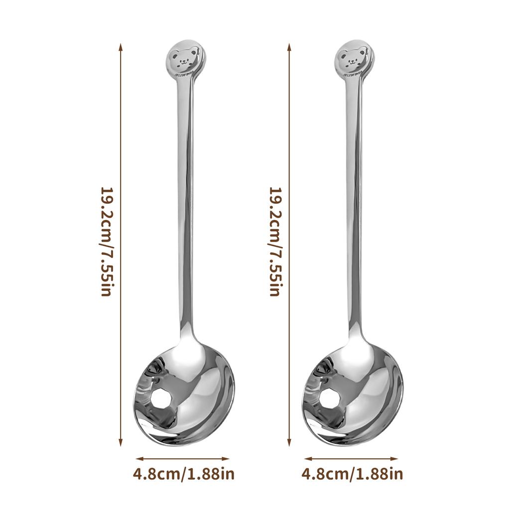 316 Stainless Steel Ice Cream Dessert Spoon Cute Little Bear Handle Soup Spoon Reusable Coffee Spoon Dishwasher Safe Tableware