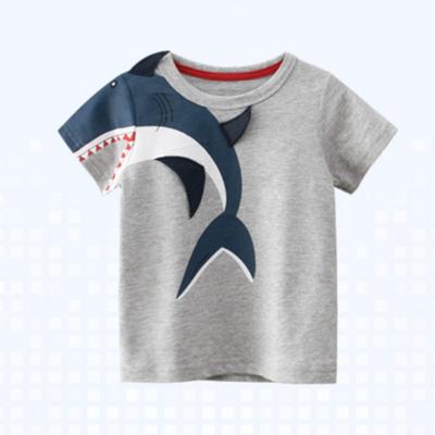 Spring and Summer Children's New Shark Printed Loose All-match Short-sleeved T-shirt