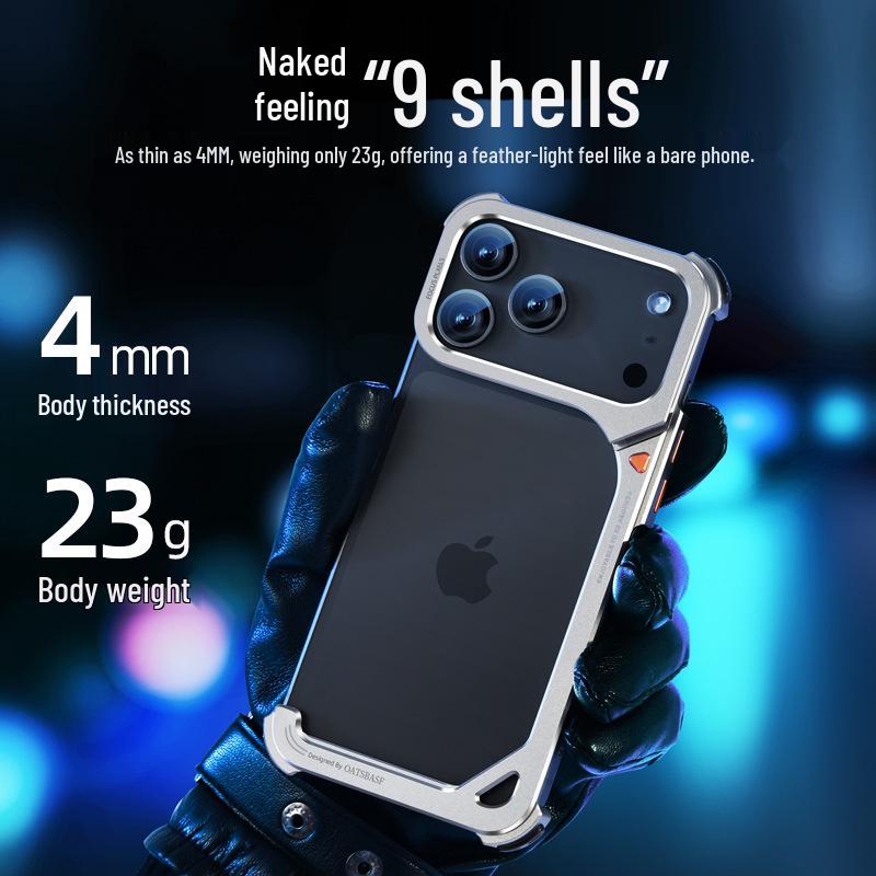 9 Shells Metal Phone Case for iPhone 17 Pro Max with Lens Stand and Air Cushion Drop Protection