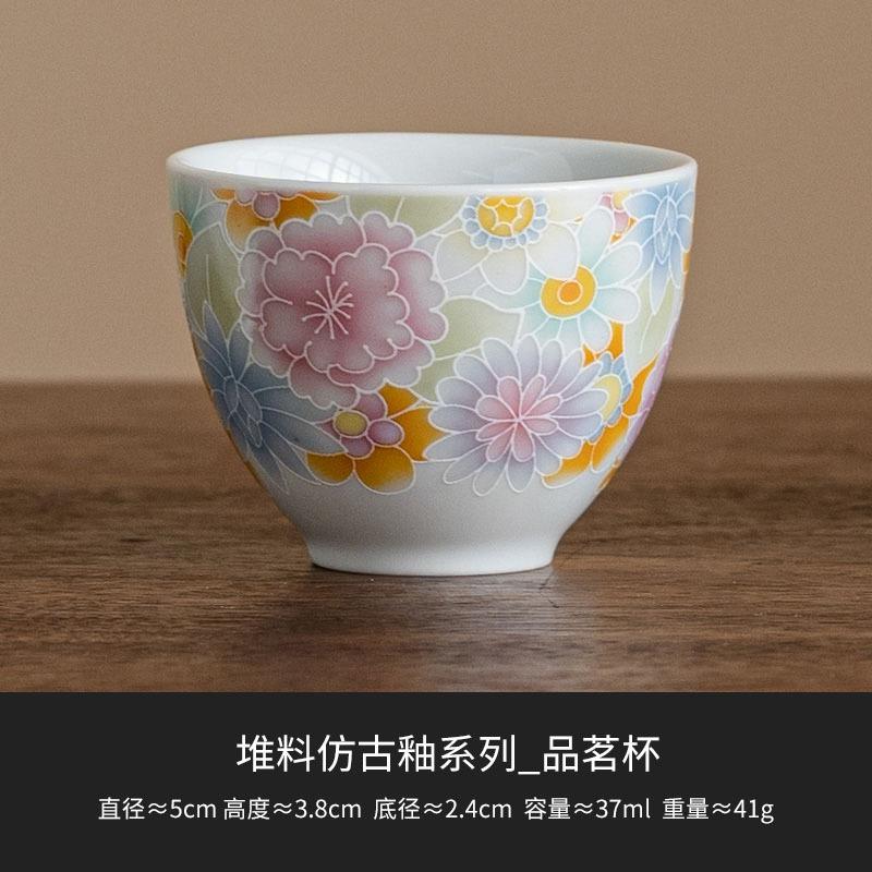 Antique-style Glazed Floral Tea Cup Creative Ceramic Tea Cup Master s Cup 1pcs