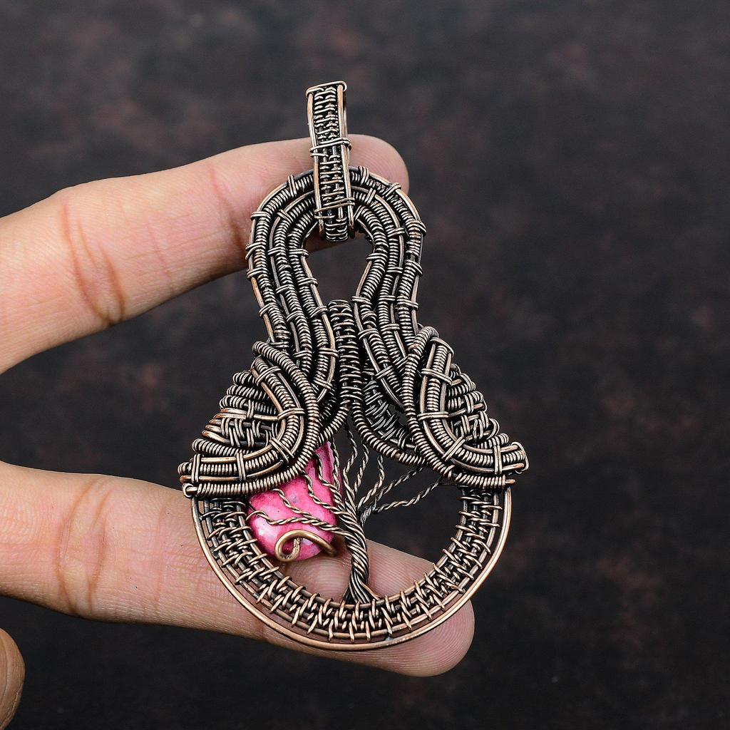 Tree Of Life Thulite Pendant Copper Wire Wrapped Gemstone Pendant Copper Wire Wrap Jewelry Handmade Pendant Gift For Women Beautiful Jewelry