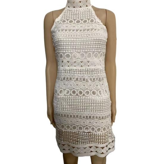 chinese dress ladies Cream Sleeveless Crochet Bodycon Mini Dress  AX Paris