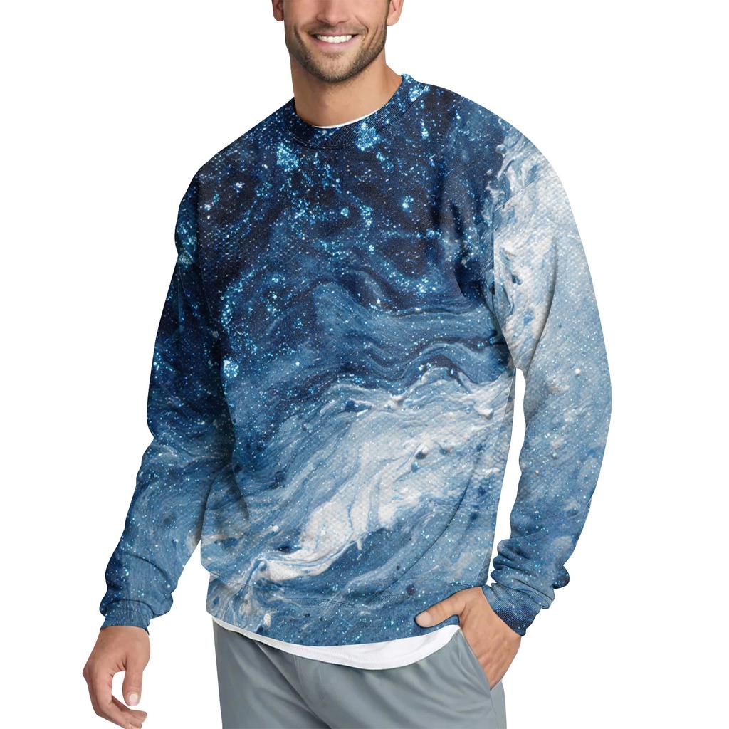 Men's Casual Fashion Printed Round Neck Pullover Sweatshirt